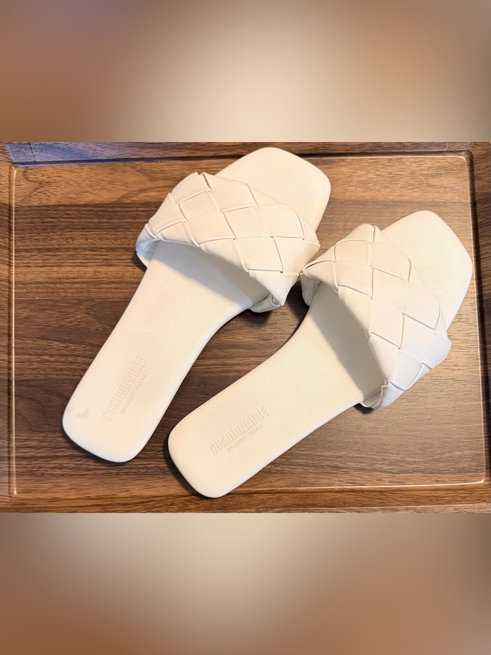 Braided Slide Sandals in White